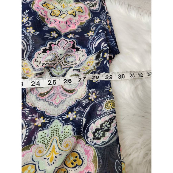 Daniel Rainn Womens Kimono Blue Floral Open Front Long Sleeve Waterfall S - Picture 3 of 6